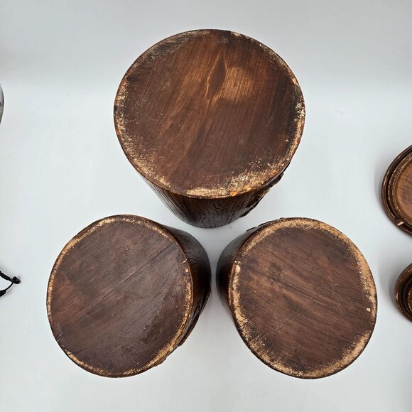 Vintage Treasure Craft US Canister Set - Flour Coffee Tea - Wood Look Ceramic wi - Picture 9 of 14